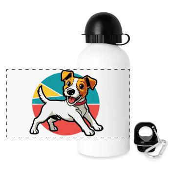Jack Russel Terrier - Gourde panoramique avec couvercle 500 ml - blanc - Devant