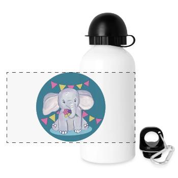 Elephant celebrates birthday - Panoramic Thermal Bottle with Lid 500 ml - white - Front
