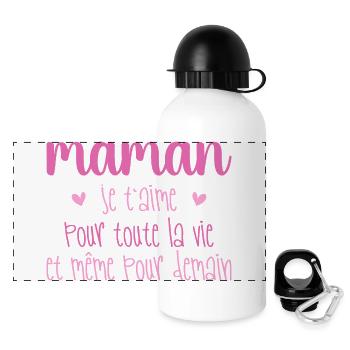 Maman je t'aime, Mère, Bébé, Naissance, Amour - Gourde panoramique avec couvercle 500 ml - blanc - Devant