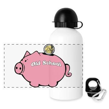 Old school piggy bank - Panoramic Thermal Bottle with Lid 500 ml - white - Front