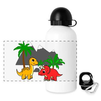 Dino Welt - Panorama Trinkflasche mit Deckel 500 ml - Weiß - Vorne