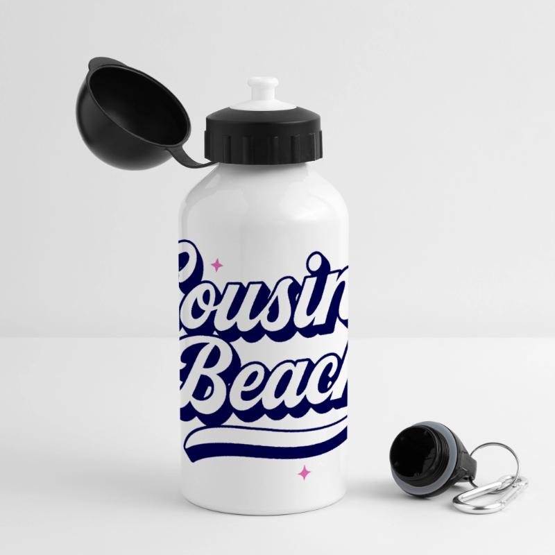 Cousins Beach - Conception de script rétro Gourde panoramique avec couvercle 500 ml