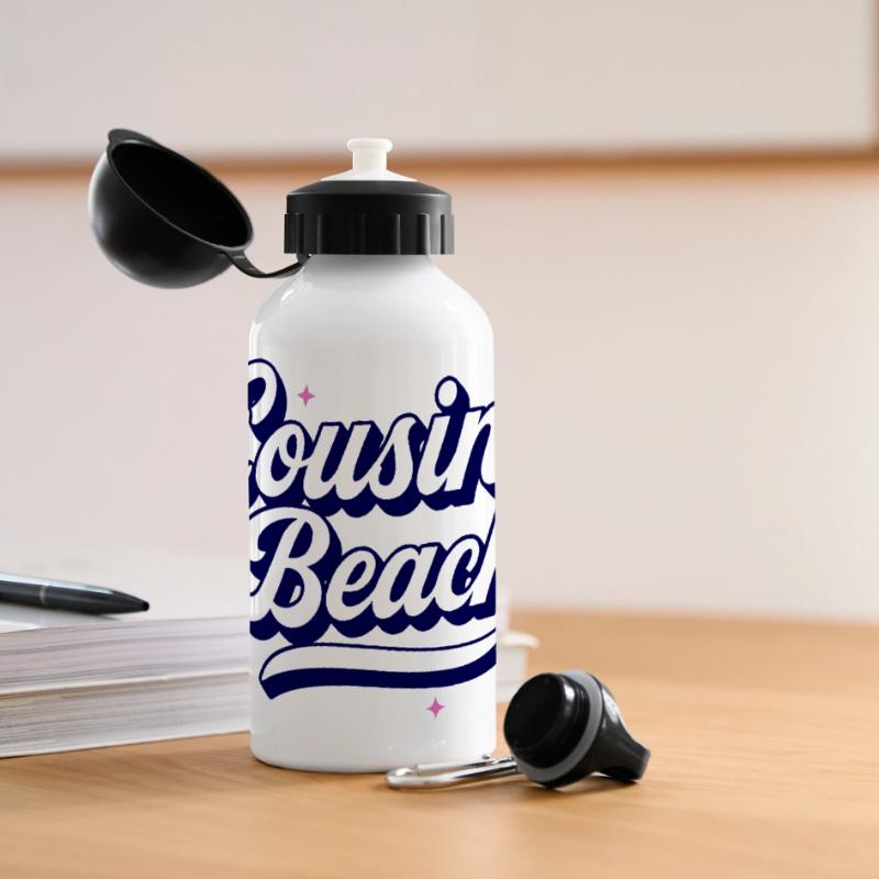 Cousins Beach - Conception de script rétro Gourde panoramique avec couvercle 500 ml