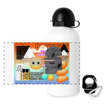 Abstrakte geometrische Mischung für kreative Looks - Panorama Trinkflasche mit Deckel 500 ml - Weiß - Vorne