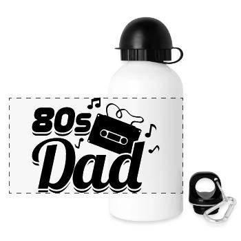 80er Jahre Papa - Panorama Trinkflasche mit Deckel 500 ml - Weiß - Vorne