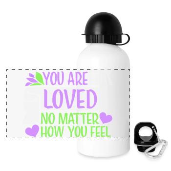 You Are Loved No Matter How You Feel Mitgefühl - Panorama Trinkflasche mit Deckel 500 ml - Weiß - Vorne