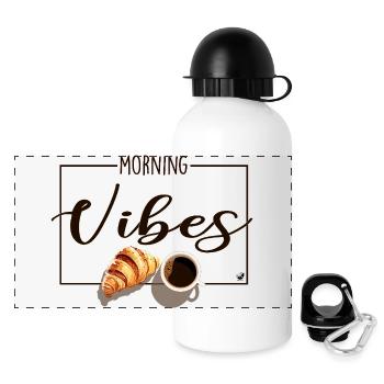 Tasse de café et croissant - Gourde panoramique avec couvercle 500 ml - blanc - Devant