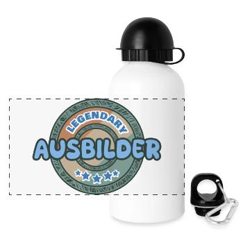 Ausbilder - Panorama Trinkflasche mit Deckel 500 ml - Weiß - Vorne