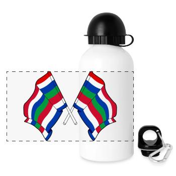 Gekreuzte Schier-Flaggen – Island Pride - Panorama Trinkflasche mit Deckel 500 ml - Weiß - Vorne