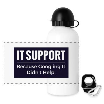 IT-Support-T-Shirt – Lustiger Technik-Büro-Humor - Panorama Trinkflasche mit Deckel 500 ml - Weiß - Vorne