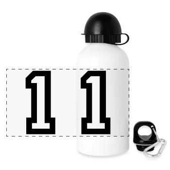 number - 11 - eleven - Panoramic Thermal Bottle with Lid 500 ml - white - Front