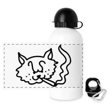 Smoking Cat - Line - Panoramic Thermal Bottle with Lid 500 ml - white - Front