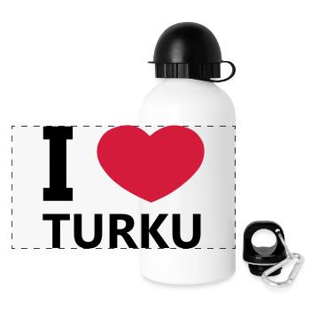 Ich liebe Turku - Panorama Trinkflasche mit Deckel 500 ml - Weiß - Vorne