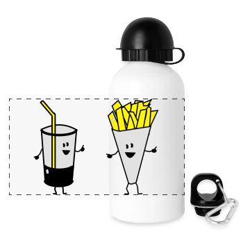 french fries drink - Panorama Trinkflasche mit Deckel 500 ml - Weiß - Vorne