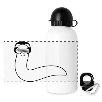 funky_dj_worm - Panoramic Thermal Bottle with Lid 500 ml - white - Front