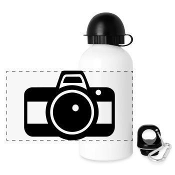 Kamera - Panorama Trinkflasche mit Deckel 500 ml - Weiß - Vorne