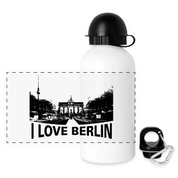 I love Berlin mit BilD - Panorama Trinkflasche mit Deckel 500 ml - Weiß - Vorne