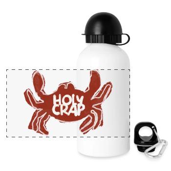 Holy crap / Heiliger Strohsack / Krabbe / Fluchen - Panorama Trinkflasche mit Deckel 500 ml - Weiß - Vorne