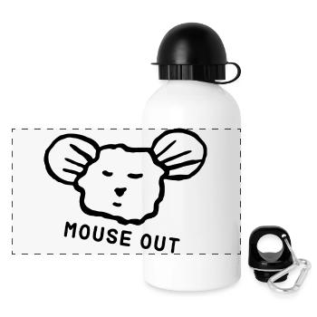 Süße Maus "mouse out" cooler Spruch - Panorama Trinkflasche mit Deckel 500 ml - Weiß - Vorne