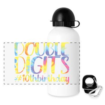 Cadeau de 10e anniversaire, 10 ans, pour garçons et filles - Gourde panoramique avec couvercle 500 ml - blanc - Devant