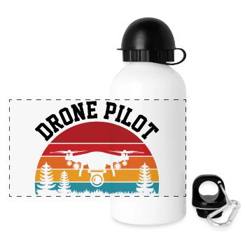 Pilote de drone - Gourde panoramique avec couvercle 500 ml - blanc - Devant