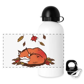 Ruhiger Herbstfuchs Illustration - Panorama Trinkflasche mit Deckel 500 ml - Weiß - Vorne