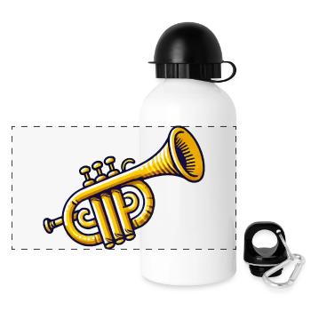 Trompete Musikinstrument - Panorama Trinkflasche mit Deckel 500 ml - Weiß - Vorne
