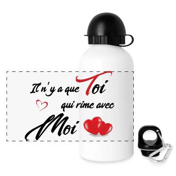 Gesunder Valentinstag - Panorama Trinkflasche mit Deckel 500 ml - Weiß - Vorne