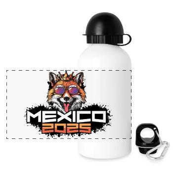 Mexiko 2025 Party Fuchs - Panorama Trinkflasche mit Deckel 500 ml - Weiß - Vorne