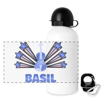 Geschenk für Basil - Panorama Trinkflasche mit Deckel 500 ml - Weiß - Vorne
