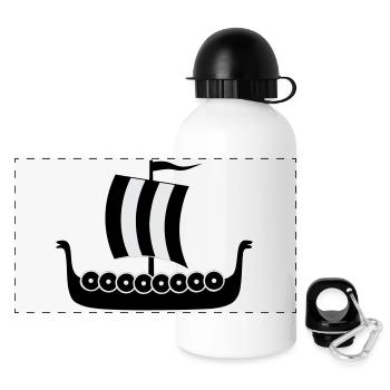 wikingerschiff_vektor - Panorama Trinkflasche mit Deckel 500 ml - Weiß - Vorne