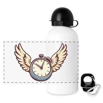 Zeit verfliegt - Panorama Trinkflasche mit Deckel 500 ml - Weiß - Vorne