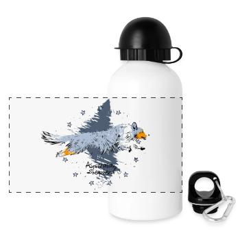 Australian Shepherd, blue merle - Panoramic Thermal Bottle with Lid 500 ml - white - Front