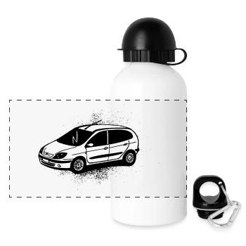 Kleine weiße Auto - Panorama Trinkflasche mit Deckel 500 ml - Weiß - Vorne