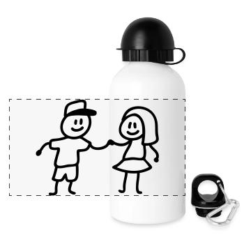 Young girl playing - Panoramic Thermal Bottle with Lid 500 ml - white - Front