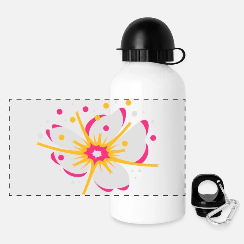 A cherry blossom with pollen - Panoramic Thermal Bottle with Lid 500 ml - white