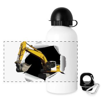 Bagger buddelt sich durchs T-Shirt - Panorama Trinkflasche mit Deckel 500 ml - Weiß - Vorne