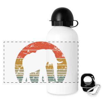 Elefant Retro Silhouette Tierwelt Elefantenliebhaber - Panorama Trinkflasche mit Deckel 500 ml - Weiß - Vorne