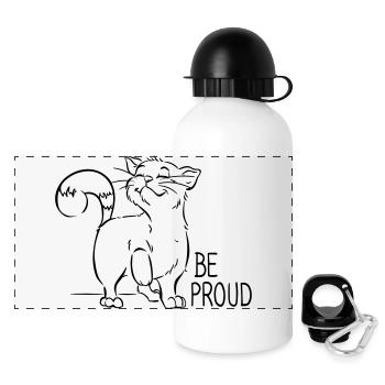Cat Lower Austria Pride BE PROUD - Panoramic Thermal Bottle with Lid 500 ml - white - Front