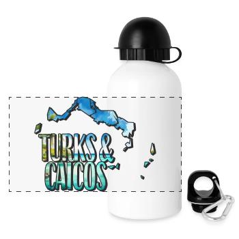 Watercolor Map of Turks and Caicos - Panoramic Thermal Bottle with Lid 500 ml - white - Front
