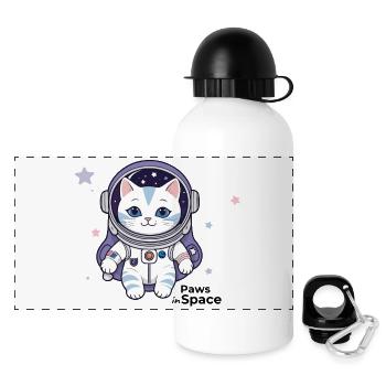 Astronaut Cat Space Cat Design - Gourde panoramique avec couvercle 500 ml - blanc - Devant