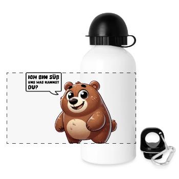 bär comic süß - Panorama Trinkflasche mit Deckel 500 ml - Weiß - Vorne
