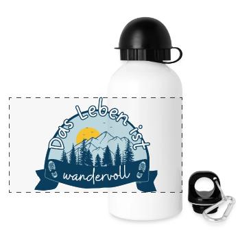 Life is full of hikers & mountaineers - Panoramic Thermal Bottle with Lid 500 ml - white - Front