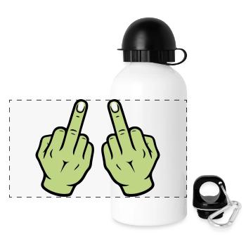 Middle Finger Hand - Panoramic Thermal Bottle with Lid 500 ml - white - Front