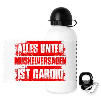Cardio Bodybuilding Bodybuilder Gym Kraftsport - Panorama Trinkflasche mit Deckel 500 ml - Weiß - Vorne