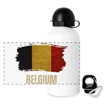Drapeau grunge de la Belgique, fierté belge - Gourde panoramique avec couvercle 500 ml - blanc - Devant