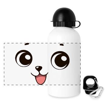 Kawaii Dog Face Funny Smile - Panoramic Thermal Bottle with Lid 500 ml - white - Front