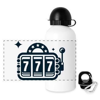 Retro Slot 777 Neon - Panorama Trinkflasche mit Deckel 500 ml - Weiß - Vorne