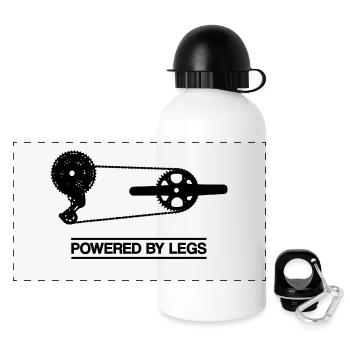 Powered by Legs – Road bike drive for cyclists - Panoramic Thermal Bottle with Lid 500 ml - white - Front