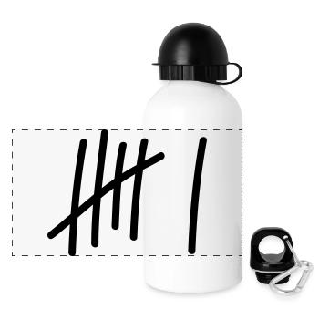 6 Striche // 6 Mal // Geburtstag // Geschenk - Panorama Trinkflasche mit Deckel 500 ml - Weiß - Vorne